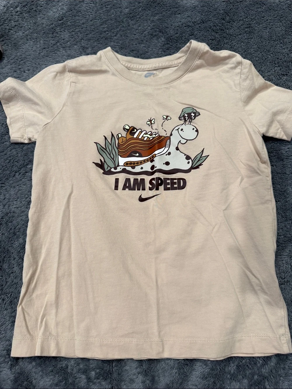 Nike Beige Graphic Tee with Brown & Green Print